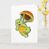 Schildpad met schild als parachutist kaart (Gele Bloem)