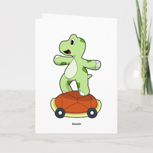 Schildpad met schild als skateboard kaart (Achterkant)