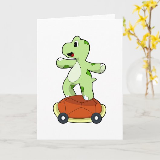 Schildpad met schild als skateboard kaart (Gele Bloem)
