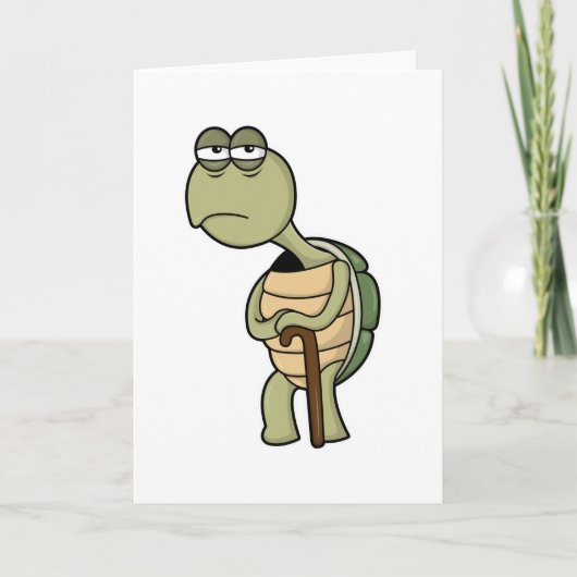 Schildpad met schild en wandelstok kaart (Voorkant)
