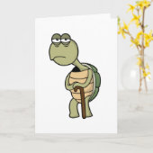 Schildpad met schild en wandelstok kaart (Gele Bloem)