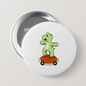 Schildpad met Shell als skateboard Ronde Button 7,6 Cm (Voorkant /achterkant)