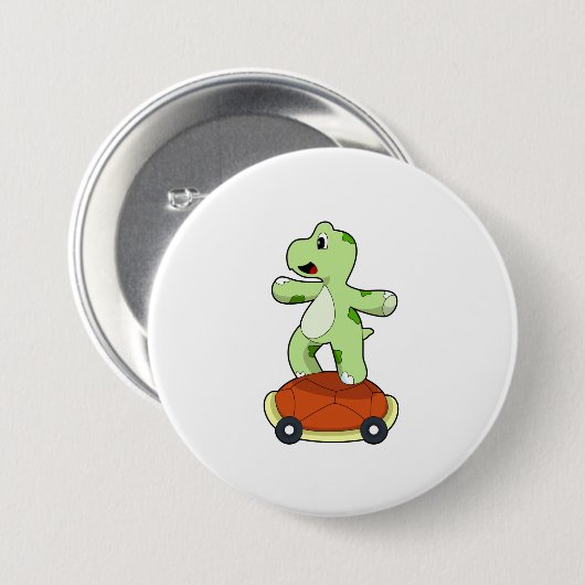 Schildpad met Shell als skateboard Ronde Button 7,6 Cm (Voorkant /achterkant)