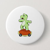 Schildpad met Shell als skateboard Ronde Button 7,6 Cm (Voorkant)