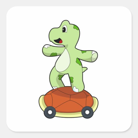 Schildpad met Shell als skateboard Vierkante Sticker (Voorkant)