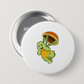 Schildpad met Shell als Skydiver Ronde Button 7,6 Cm (Voorkant /achterkant)