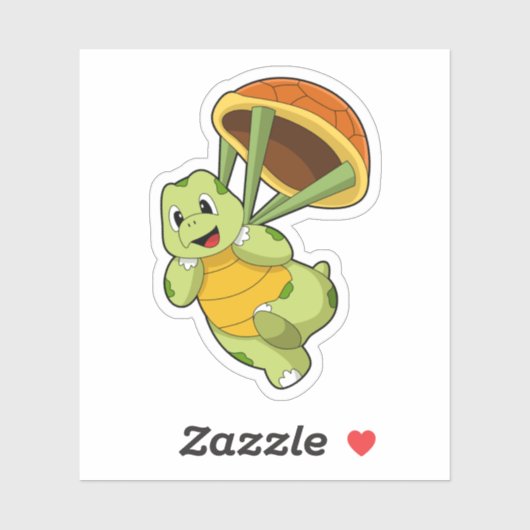 Schildpad met Shell als Skydiver Sticker (Vel)