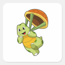 Schildpad met Shell als Skydiver Vierkante Sticker