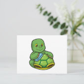 Schildpad met Shell & Cleaning rag Briefkaart (Staand voorkant)