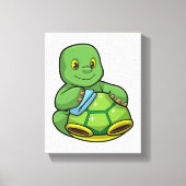 Schildpad met Shell & Cleaning rag Canvas Afdruk (Voorkant)