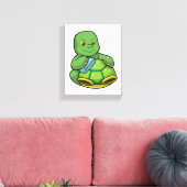 Schildpad met Shell & Cleaning rag Canvas Afdruk (Insitu (Woonkamer))