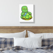 Schildpad met Shell & Cleaning rag Canvas Afdruk (Insitu (Slaapkamer))