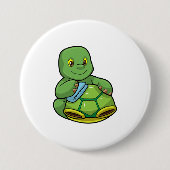 Schildpad met Shell & Cleaning rag Ronde Button 7,6 Cm (Voorkant)