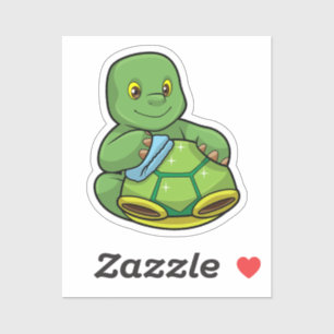 Schildpad met Shell & Cleaning rag Sticker