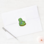 Schildpad met Shell & Cleaning rag Vierkante Sticker (Envelop)