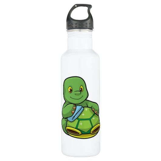 Schildpad met Shell & Cleaning rag Waterfles (Voorkant)