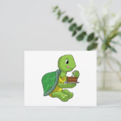 Schildpad met taart briefkaart (Staand voorkant)