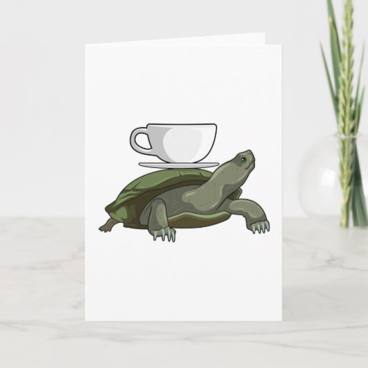 Schildpad met Teacup Kaart (Voorkant)