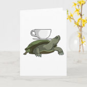 Schildpad met Teacup Kaart (Gele Bloem)