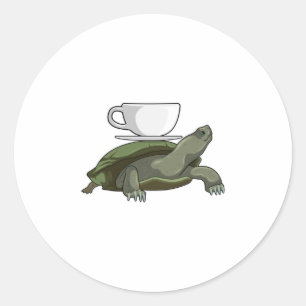 Schildpad met Teacup Ronde Sticker