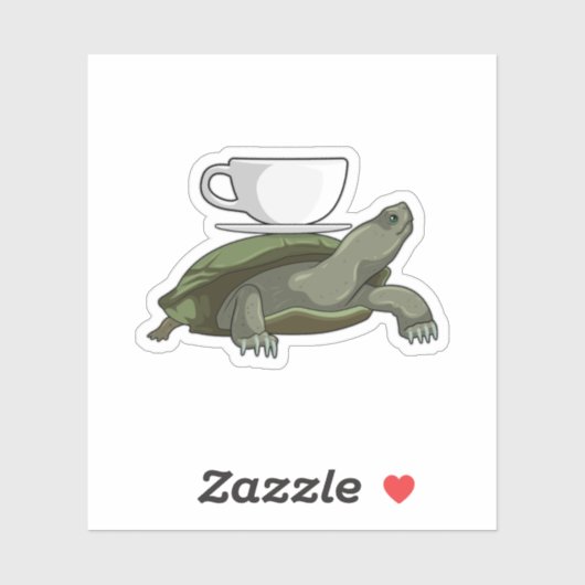 Schildpad met Teacup Sticker (Vel)