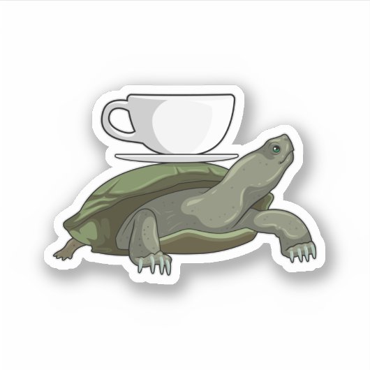 Schildpad met Teacup Sticker (Voorkant)