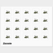 Schildpad met Teacup Vierkante Sticker (Vel)
