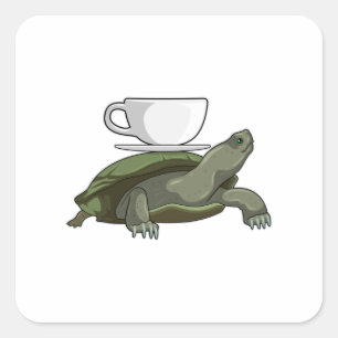 Schildpad met Teacup Vierkante Sticker