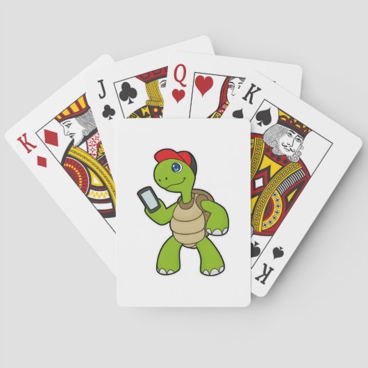 Schildpad met Telefoon & Hoed Pokerkaarten (Achterkant)