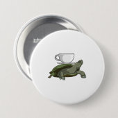 Schildpad met Theekopje Ronde Button 7,6 Cm (Voorkant /achterkant)