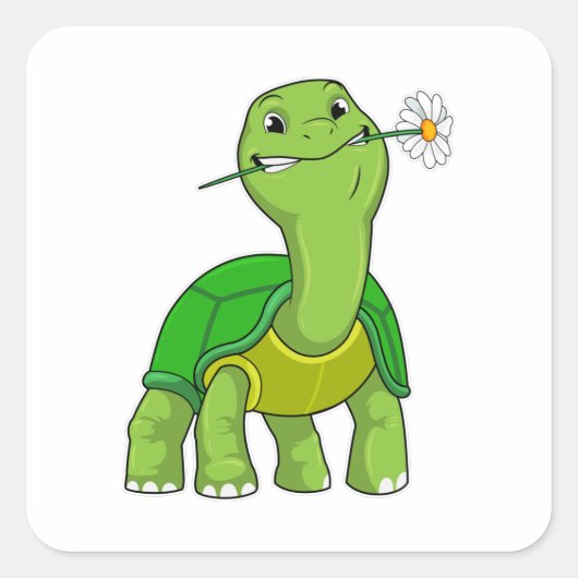 schildpad met ventilator vierkante sticker (Voorkant)