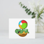 Schildpad met waterpolo briefkaart (Staand voorkant)