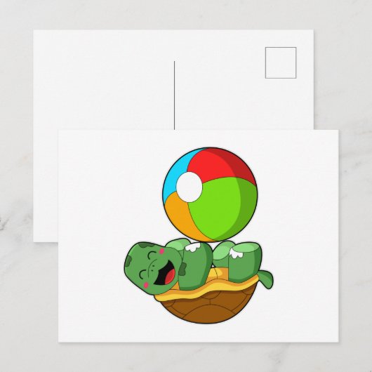 Schildpad met Waterpolo Briefkaart (Voorkant / Achterkant)