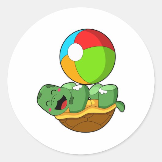 Schildpad met waterpolo ronde sticker (Voorkant)