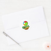 Schildpad met waterpolo ronde sticker (Envelop)