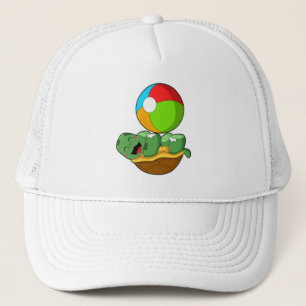 Schildpad met waterpolo trucker pet