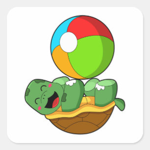Schildpad met waterpolo vierkante sticker