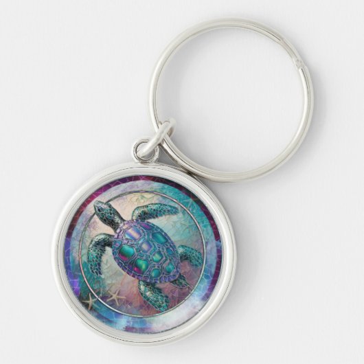Schildpad ‘Mozaïek Zee Collectie’ Keyring Sleutelhanger (Voorkant)