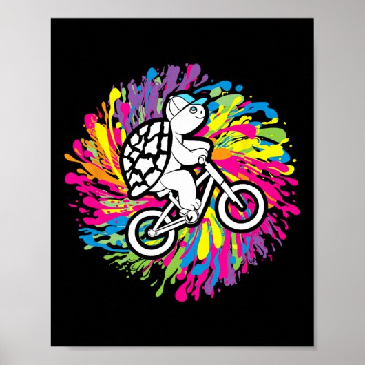 Schildpad Mtb Fietsen Berg Fietsen Liefhebber Land Poster (Voorkant)