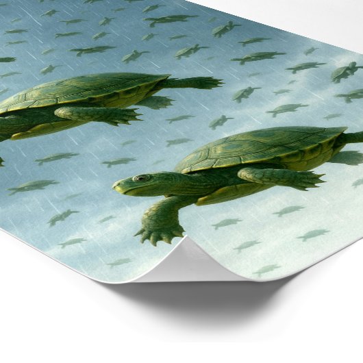 Schildpad muurkunst, Gelukkige schildpad in de reg Poster (Hoek)