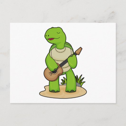 Schildpad Muzikant Gitaar Muziek Briefkaart (Voorkant)