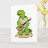 Schildpad Muzikant Gitaar Muziek Kaart (Gele Bloem)