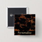 Schildpad Naadloze Patroon, Chic Schildpad Vierkante Button 5,1 Cm (Voorkant /achterkant)