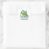 Schildpad neemt een bad  vierkante sticker (Tas)