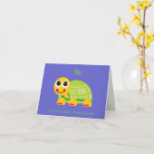 Schildpad Notecard met Blauwe Achtergrond Kaart (Gele Bloem)