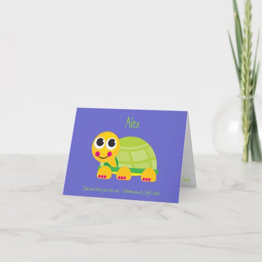 Schildpad Notecard met Blauwe Achtergrond Kaart (Voorkant)