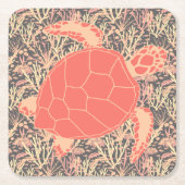 Schildpad Ocean Reef Koraal en grijs Kartonnen Onderzetters (Voorkant)