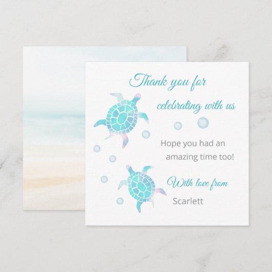 Schildpad Onder De Zee Aangepaste Dank Je Wel Bedankkaart (Voorkant / Achterkant)