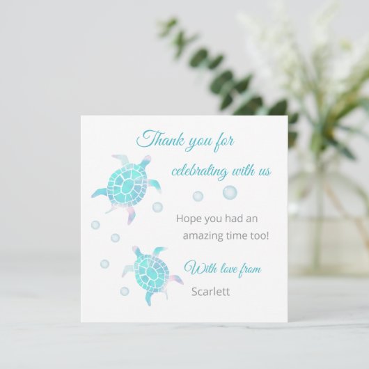 Schildpad Onder De Zee Aangepaste Dank Je Wel Bedankkaart (Staand voorkant)