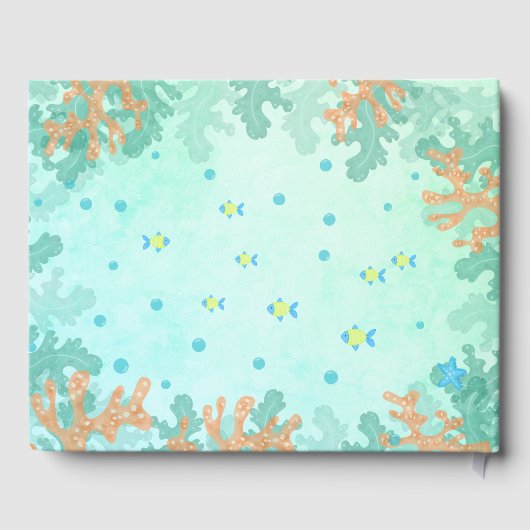 Schildpad onder het Baby shower Zee Gastenboek (Achterkant)